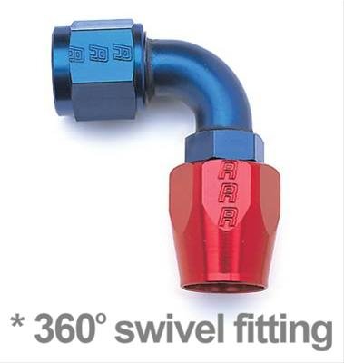 Russell Performance -6 AN Red/Blue 90 Degree Full Flow Hose End