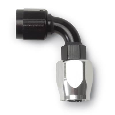 Russell Performance -12 AN Black/Silver 90 Degree Full Flow Hose End