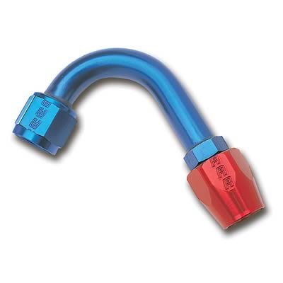 Russell Performance -10 AN Red/Blue 120 Degree Full Flow Hose End (1-1/4in Centerline Radius)