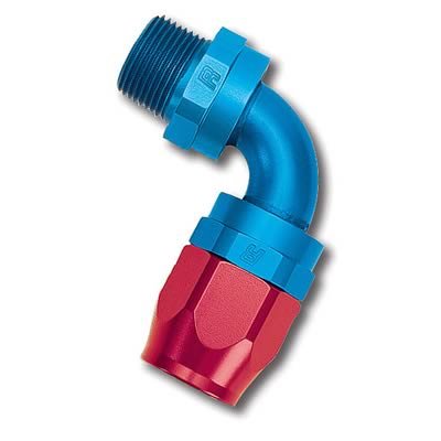 Russell Performance -6 AN Red/Blue 90 Degree Full Flow Swivel Pipe Thread Hose End (With 1/8in NPT)