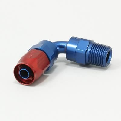 Russell Performance -6 AN Red/Blue 90 Degree Full Flow Swivel Pipe Thread Hose End (With 3/8in NPT)