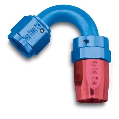 Russell Performance -8 AN Red/Blue 120 Degree Full Flow Swivel Hose End (With 3/4in Radius)