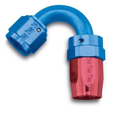 Russell Performance -10 AN Red/Blue 120 Degree Full Flow Swivel Hose End (With 15/16in Radius)