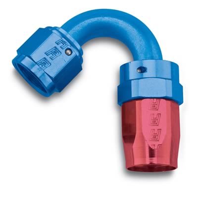 Russell Performance -16 AN Red/Blue 120 Degree Full Flow Swivel Hose End (With 1-1/2in Radius)