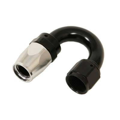 Russell Performance -10 AN Black/Silver 180 Degree Tight Radius Full Flow Swivel Hose End