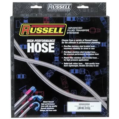 Russell Performance -6 AN ProFlex Stainless Steel Braided Hose (Pre-Packaged 3 Foot Roll)