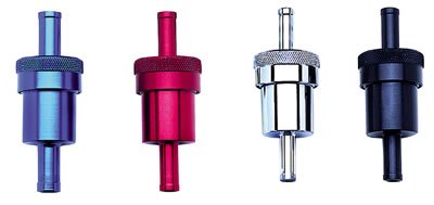 Russell Performance Chrome Street Fuel Filter (3in Length 1-1/8in diameter 3/8in inlet/outlet)