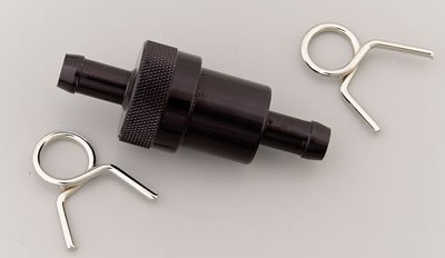 Russell Performance Black Street Fuel Filter (3in Length 1-1/8in diameter 3/8in inlet/outlet)