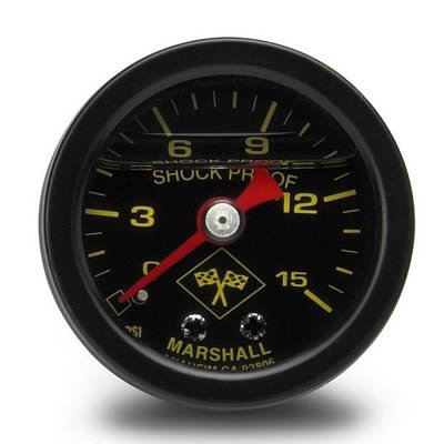 Russell Performance 15 psi fuel pressure gauge black face and case (Liquid-filled)