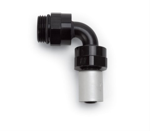 Russell Performance -8 SAE Port Male to -8 AN Hose 90 Degree Crimp On Hose End - Black Anodized