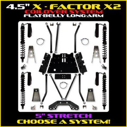Rock Krawler 97-06 Jeep Wrangler TJ 4.5 Inch X Factor X2 Flat Belly Trail Runner Long Arm System