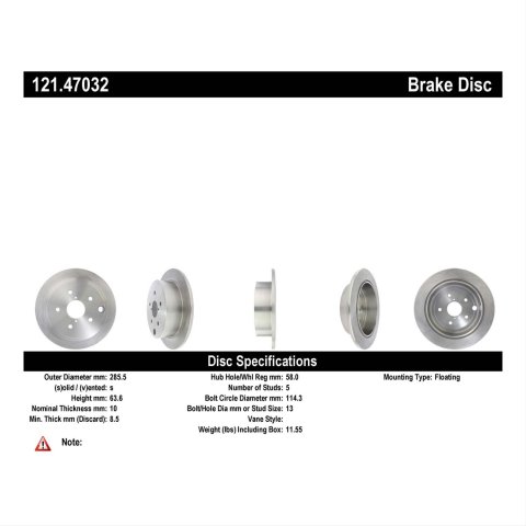 Centric C-TEK Standard Brake Rotor - Rear