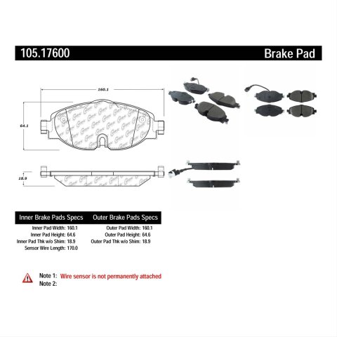Centric Posi-Quiet 15-16 Audi A3 Front Brake Pads