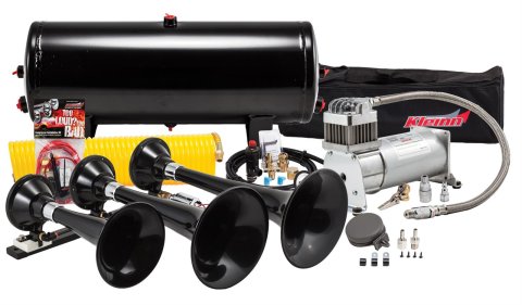 Kleinn Triple Black Horn Kit w/150 PSI Waterproof 3.0 gal Air Tank
