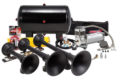 Kleinn Triple Black Horn Kit w/ 150 PSI Waterproof 5.0 gal Air Tank