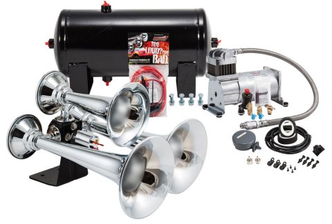 Kleinn Triple Chrome Horn Kit w/ 150 PSI Air Compressor / 1.5 gal Air Tank