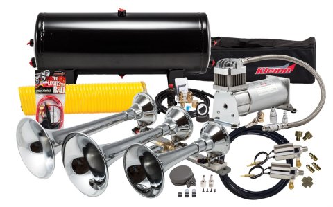 Kleinn Triple Chrome Horn Kit w/150 PSI Waterproof 3.0 gal Air Tank