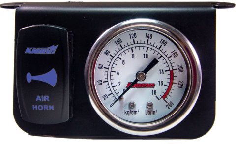 Kleinn Panel mounted 160 PSI gauge w/ an illuminated BLUE Momentary rocker switch