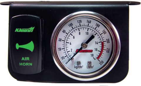 Kleinn Panel Mounted 160 PSI Gauge w/ an Illuminated GREEN Momentary Rocker Switch