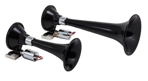 Kleinn Black Dual Horn/ 13In/8In - High Impact ABS Trumpet/ Zinc Alloy Base