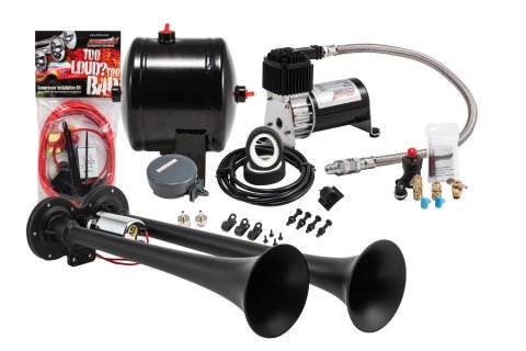 Kleinn Dual Black Horn Kit w/ 120 PSI Air Compressor / 0.5 gal Air Tank