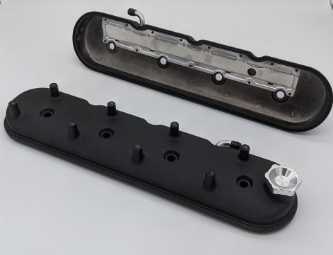 Granatelli 96-22 GM LS Standard Height Valve Cover w/Angled Coil Mount - Blk Wrinkle (Pair)