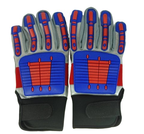 Granatelli X-Large Off Road Style Work Gloves - Red/Blue/Gray/Black