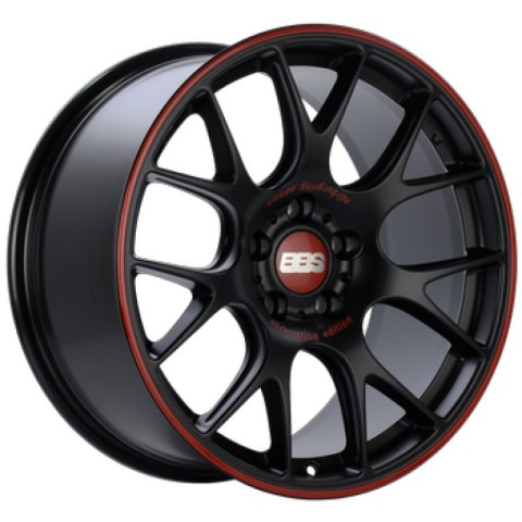 BBS CH-R Nurburgring Edition 19x8.5 5x112 ET32 Satin Black/Red Lip Wheel - 82mm PFS/Clip Req.