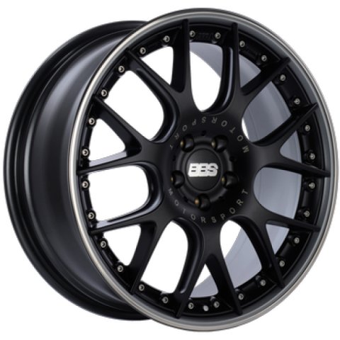 BBS CH-RII 22x10 5x120 ET38 / 72.5 CB Satin Black Center Platinum Lip SS Rim Protector Wheel