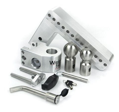 Weigh Safe 10in Drop Hitch w/Built-in Scale & 3in Shank (10K/21K GTWR) w/WS05 - Aluminum