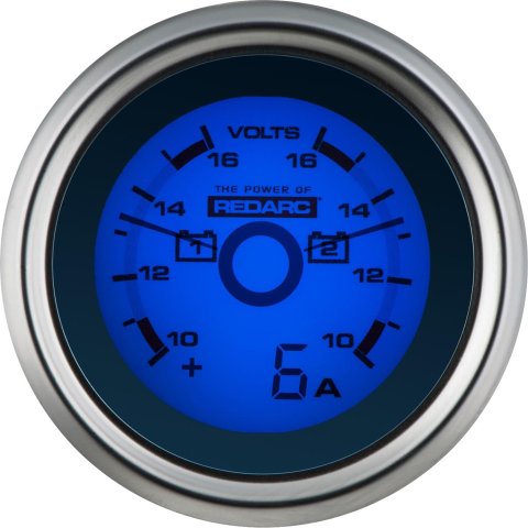 REDARC Dual Battery Voltage Gauge w/Optional Current Display - 52mm