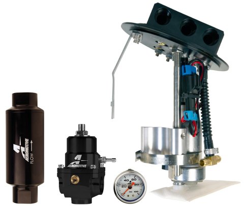 Aeromotive 11-17 Ford Mustang Drop In Kit (Pump Module/Gauge/Regulator/Filter) - Single 450 LPH (1x aer18036, 1x aer13303, 1x aer15633, 1x aer12350)