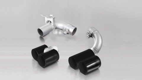 Remus 2012 BMW 3 Series F30/F31 2.0L (B48B20) Axle Back Exhaust w/Frt Section/Blk Chrm Tail Pipe Set (Bundled Kit)