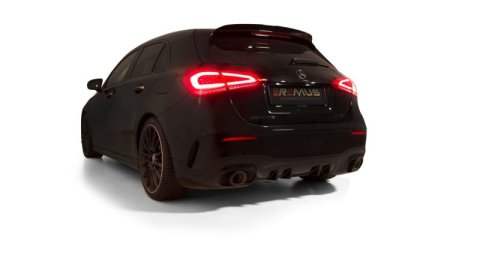 Remus 2019 Mercedes A35 AMG Hatchback 2.0L Turbo (w/GPF) Axle Back Exhaust w/Carbon Tail Pipe Set (1x rms504019 1500, 1x rms504519 1670CSSR)