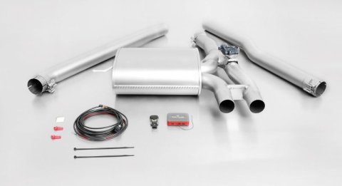 Remus 2014 Mini Cooper S F55 (Excl Facelift Models) 2.0T Cat-Back Exhaust w/Adapter & Tail Pipe Set (1x rms756215 397, 2x rms0006 98CR)