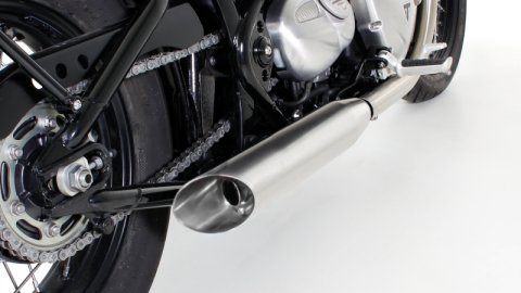 Remus 2017 Triumph Bonneville Bobber Custom Slash Cut Stainless Steel Slip On -Left & Right Side (1x rms7102 918117L, 1x rms7102 918117R)