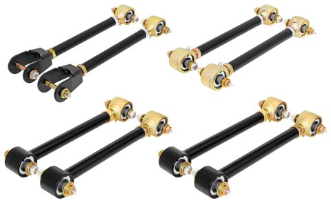 RockJock TJ/LJ Johnny Joint Adjustable Control Arms Set Of 8 w/ Double Adjustable Upper Arms (1x rokCE-9102SF, 1x rokCE-9103S, 2x rokCE-9106)