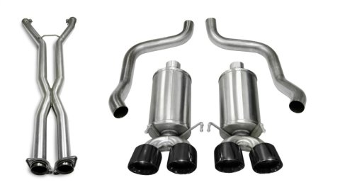 Corsa 05-08 Chevrolet Corvette (C6) 2.5in Xtreme Cat-Back Exhaust - 3.5in Black Twin Tips