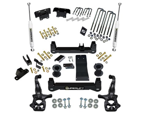 Superlift 2019 Chevy Silv 1500 4WD 6in Lift Kit w/ Alum/Stamped Steel Control Arms & SLF Rear Shocks (Bundled Kit)