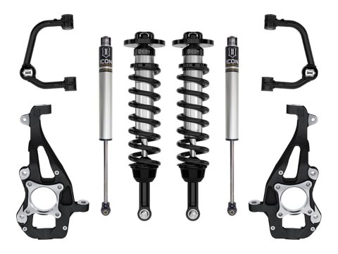 ICON 21-23 Ford F150 4WD 3.5-4.5in Stage 1 Suspension System With Tubular Upper Control Arms (2x ico96518, 1x ico98522DJ, 1x ico91723, 1x ico94000)