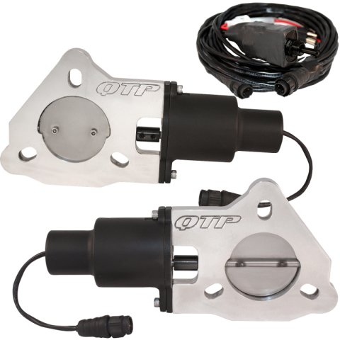 QTP Dual 2.5in Electric Valves / Wiring / 1 Toggle Switch / 2 SS 2.5in Cutouts (1x qtpQTEC50, 2x qtp10250)