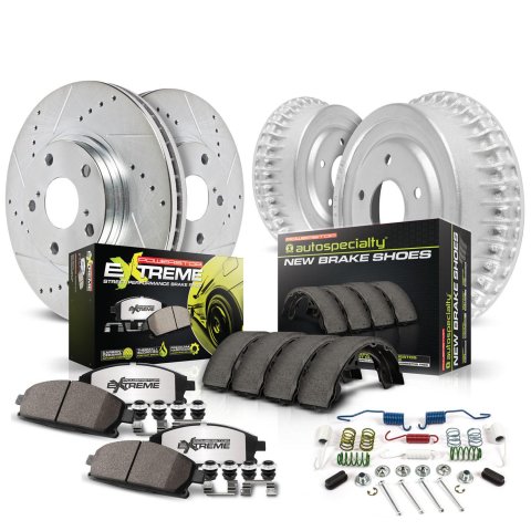PowerStop Z26 Street Warrior Brake Upgrade Kits K15044DK-26 Rotor and Pad Combo, Warrior, Front/Rear, Cross-drilled/Slotted Rotors, Zinc Dichromate Plated, Carbon Ceramic Pads, GM, Kit