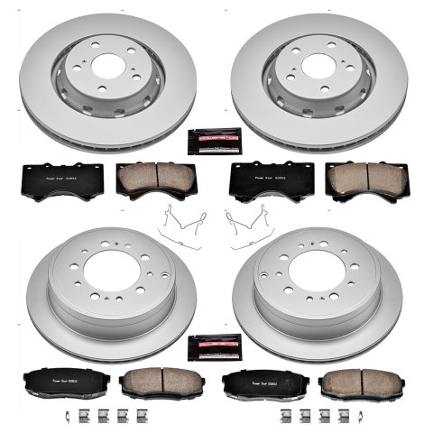 PowerStop Z17 Evolution Plus GEOMET Coated Brake Kits CRK2813 Rotor and Pad Combos, Geomet Coated, Front and Rear, Solid Surface Rotors, Ceramic Pads, Lexus, Toyota, Kit