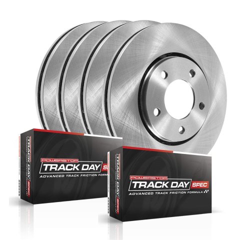 PowerStop Track Day Spec High Performance Brake Kits TDSK7253 Rotor and Pad Combo, Platform Specific, Front/Rear, Solid Surface Rotors, Carbon Fiber Metallic Pads, Volkswagen, Kit