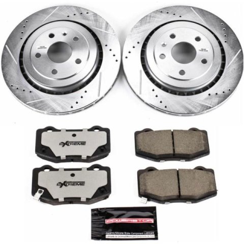 PowerStop Z26 Street Warrior Brake Upgrade Kits for 2016-2023 CAMARO - K7226-26 Pads and Rotors, Warrior, Cross-Drilled/Slotted Surface, Iron, Zinc Plated, 13.600 in./13.400 in. Diameter, Carbon Fiber Ceramic Pads, Kit