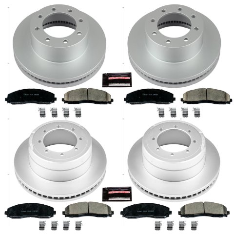 Power Stop 13-16 Ford F-450 Super Duty Front & Rear Z17 Coated Brake Kit (2x psbAR85153EVC, 2x psbAR85154EVC, 1x psb17-1680, 1x psb17-1691)