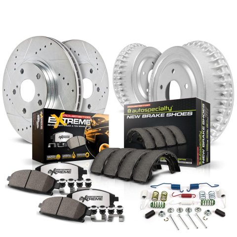 PowerStop Z36 Truck and Tow Brake Upgrade Kits K15009DK-36 Rotor Pad Combo, Tow, Front/Rear, Cross-drilled/Slotted Rotors, Zinc Dichromate Plated, Carbon Ceramic Pads, Ford, Mazda, Kit