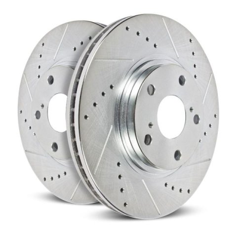 Power Stop 17-22 Ford F-550 Super Duty Rear Drilled & Slotted Rotor - Pair (1x psbAR85190XL, 1x psbAR85190XR)