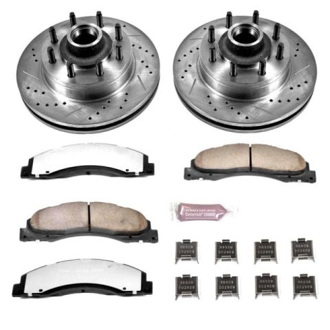 Power Stop 17-18 Ford E-450 Super Duty Front Z36 Truck & Tow Brake Kit (1x psbZ36-1328, 1x psbAR82129XL, 1x psbAR82129XR, 1x psbPBK014)