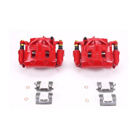 PowerStop Z26 Street Warrior Brake Upgrade Kits with Calipers KC4603-26 Disc Kits, Performance Calipers, Front, Cross-drilled/Slotted Rotors, 2-piston Red Calipers, Subaru, Kit